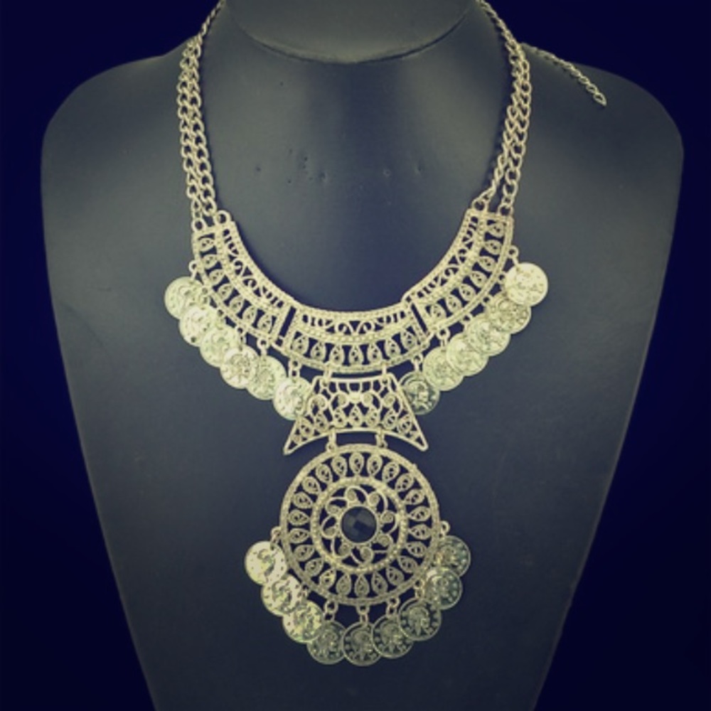 Bohemian double chain coin hassle necklace.